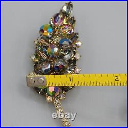 Juliana DeLizza Elster VERIFIED Gray Navette AB Rhinestone Bead Brooch Earrings