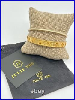 Julie Vos 2 Piece 24K Gold Plated Mother Pearl Hammered Bangle Bracelet Sets