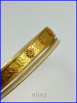 Julie Vos 2 Piece 24K Gold Plated Mother Pearl Hammered Bangle Bracelet Sets
