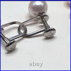 K14WG Akoya Pearl Necklace Earrings Set 7.0-7.5mm 42cm 14K Gold SV Japan
