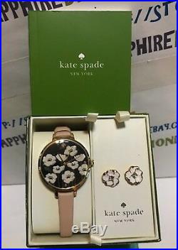 KATE SPADE Women's Metro Leather Strap 34mm Watch Box Gift Set! KSW1375BOX NEW