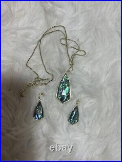 KENDRA SCOTT Gold Abalone Camry Drop Earrings & Carole Necklace matching set