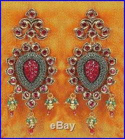 KN85 Indian Bollywood Diamante Kundan Pearl Gold Tone Bridal Fashion Jewelry Set