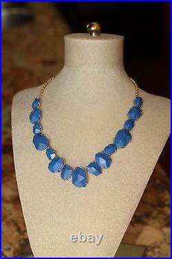 Kate Spade BLUE LAPIS Quarry Gems Stone Drop Earrings & Necklace SET 14K Gold PT