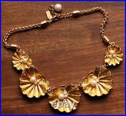 Kate Spade Monterey Bay Short Clamshell Gold Pearl Necklace & Earrings set CLAM