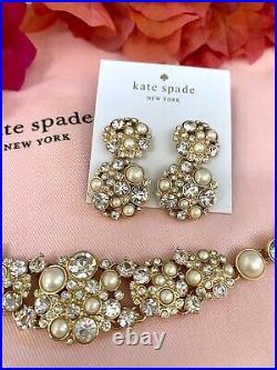 Kate Spade PICK A PEARL Crystal Cluster Gold Bracelet & Earrings SET Bridal