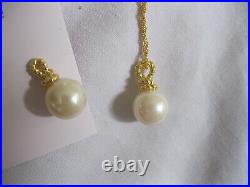 Kate Spade Sailors Knot Pearl/ Gold Earring, Necklace Set