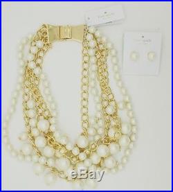 Kate Spade Women Purely Pearly Statement Necklace + Earrings 2pc Gift Set NWT