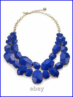 Kate spade BLUE LAPIS quarry gems double drop statement necklace earrings SET