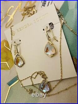 Kendra Scott Gold Dichroic Cory Necklace Earring Set Nwt