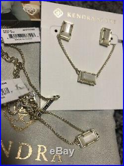 Kendra Scott Mother Of Pearl & Gold Necklace Bracelet Earrings Set NWT