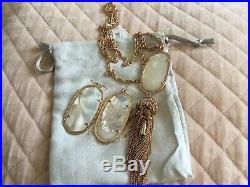 Kendra Scott Rayne Rose Gold Mother Of Pearl Necklace, Earrings Set 38 Long