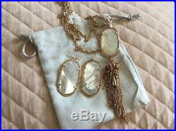 Kendra Scott Rayne Rose Gold Mother Of Pearl Necklace, Earrings Set 38 Long