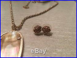 Kendra Scott Rayne necklace Rose gold and Brown mother of pearl set