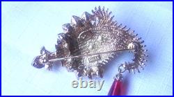 Kenneth Jay Lane KJL Vintage Maharani Paisley Enamel & Pearl Pin & Earrings Set