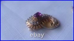 Kenneth Jay Lane KJL Vintage Maharani Paisley Enamel & Pearl Pin & Earrings Set