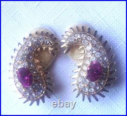 Kenneth Jay Lane KJL Vintage Maharani Paisley Enamel & Pearl Pin & Earrings Set