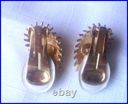 Kenneth Jay Lane KJL Vintage Maharani Paisley Enamel & Pearl Pin & Earrings Set