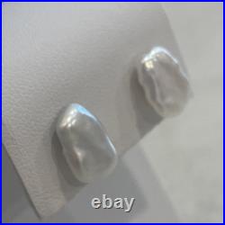 Keshi Pearl Stud Earrings Set In 14k Yellow Gold, 8 X 12 mm