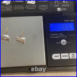 Keshi Pearl Stud Earrings Set In 14k Yellow Gold, 8 X 12 mm