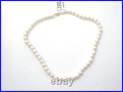 Knotted Pearl Set Necklace & Bracelet 14K Gold Clasp 18 Long Creamy White 9mm