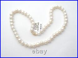 Knotted Pearl Set Necklace & Bracelet 14K Gold Clasp 18 Long Creamy White 9mm