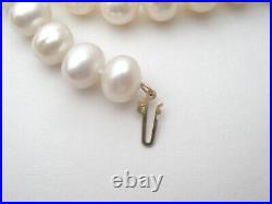 Knotted Pearl Set Necklace & Bracelet 14K Gold Clasp 18 Long Creamy White 9mm