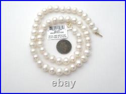 Knotted Pearl Set Necklace & Bracelet 14K Gold Clasp 18 Long Creamy White 9mm