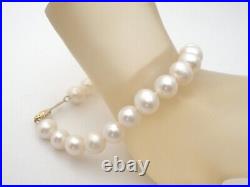 Knotted Pearl Set Necklace & Bracelet 14K Gold Clasp 18 Long Creamy White 9mm