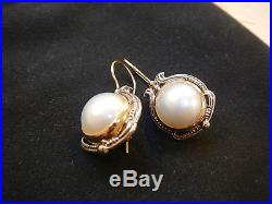 Konstantino Large Pearl earrings set in Sterling silver and 18K Gold