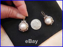 Konstantino Large Pearl earrings set in Sterling silver and 18K Gold