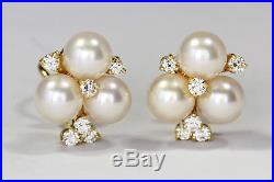 Kurt Wayne Earrings with Pearls & Half Carat of Diamonds set in 18K Yellow Gold