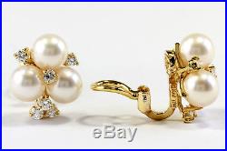 Kurt Wayne Earrings with Pearls & Half Carat of Diamonds set in 18K Yellow Gold