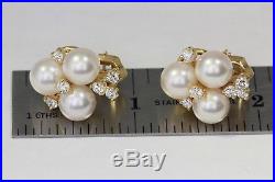 Kurt Wayne Earrings with Pearls & Half Carat of Diamonds set in 18K Yellow Gold