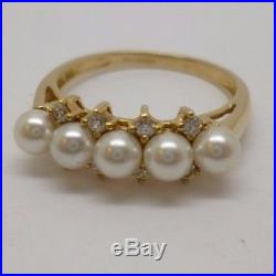 LOVELY UNIQUE 14ct Yellow Gold & Pearl & Stone Set Dress Ring N Hallmark