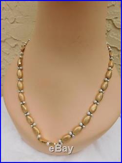 Lucien Piccard 14k Yellow Brushed Gold & Pearl Necklace & Bracelet Set