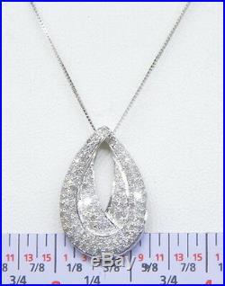Ladies 14k White Gold Micro Pavé Set Diamond Tear Drop Necklace & Earring Set