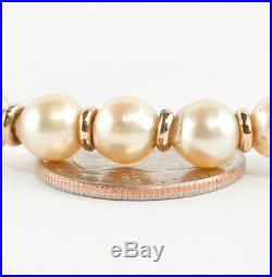 Ladies Stunning 14k Yellow Gold Natural Pearl Necklace & Bracelet Set 115.0g