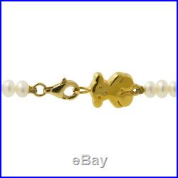 Ladies Tous 18K Yellow Gold White Pearl Gemstone Strand Necklace & Earrings Set