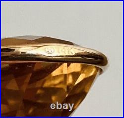Large 14K Yellow Gold Bezel Set Citrine Pear Drop Earrings