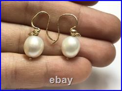 Large 14k Yellow Gold Ball Bead Pearl Earrings & Strand Choker Necklace Set Large 14k Yellow Gold Ball Bead Pearl Earrings & Strand Choker Necklace Set