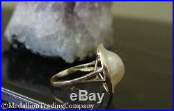 Large 14k Yellow Gold Bezel Set White Mabe Blister Pearl 19mm Ring Size 7.75
