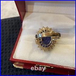 Large Lapis Lazuli And Pearl Ring And Earrings Set 14kt