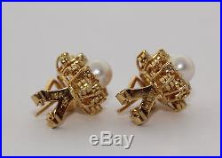 Larry Jewellery 18ct Yellow Gold Pearl and Yellow Diamond Ring and Earring Set