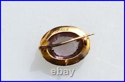 Late Victorian amethyst & seed pearl brooch / pendant set in 15ct gold