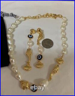 Lele Sadoughi Faux Pearl Fish Necklace And Matching Earrings