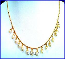 Light weight pearls set necklace with earring 22k 22ct yellow gold filigree work
