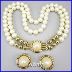 Lovely Givenchy Goldtone Faux Pearl Necklace & Earrings Set