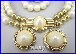 Lovely Givenchy Goldtone Faux Pearl Necklace & Earrings Set