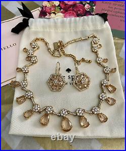 Lovely Kate Spade At First Blush Necklace & Drop Earrings SET Peach Bridal